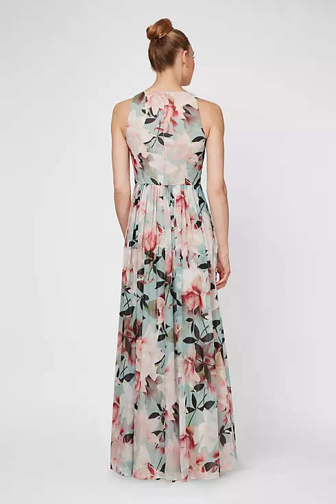 Printed Chiffon High-Neck A-line Ruched Dress Image 2