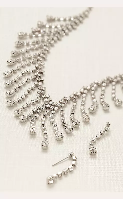 Rhinestone Drop Statement Earring and Necklace Set Image 1