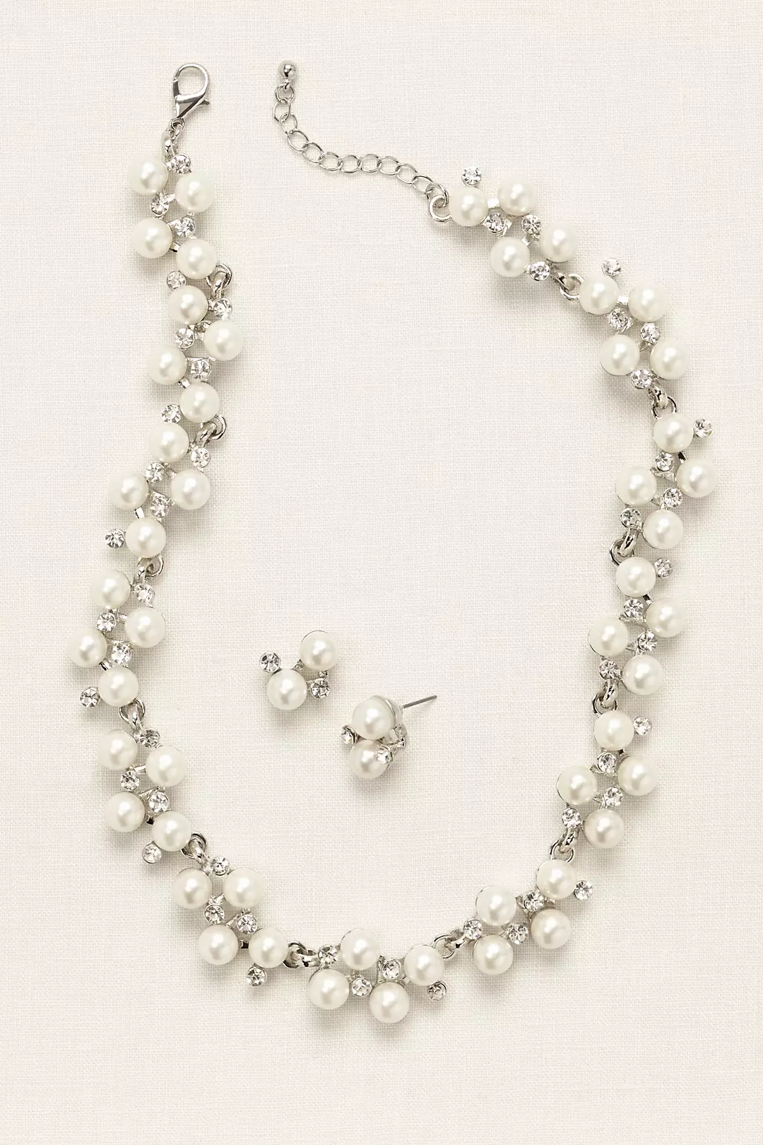 Pearl Rhinestone Vine Necklace and Earring Set Image 2