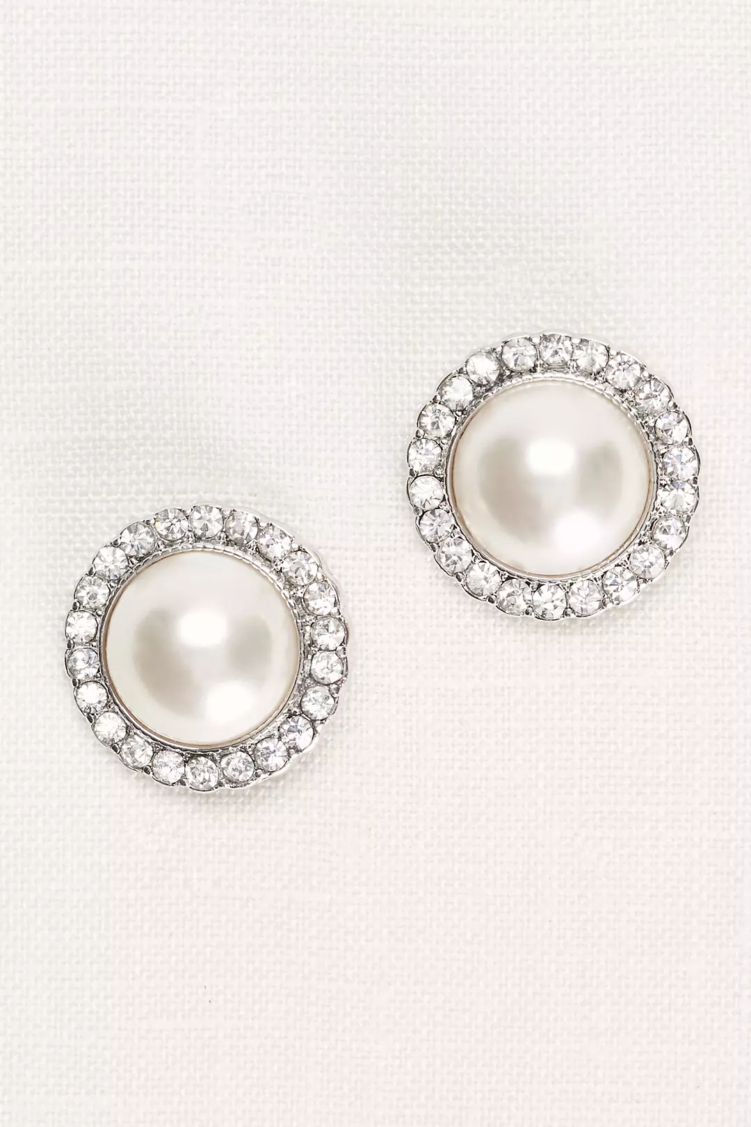 Pearl and Pave Button Earrings Image