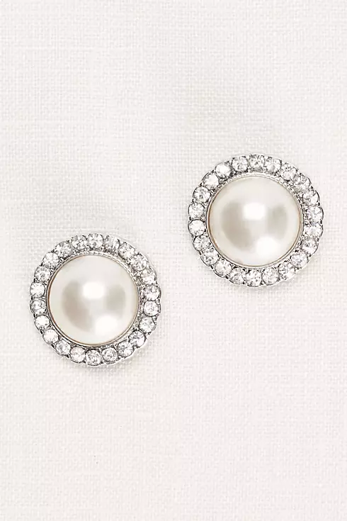 Pearl and Pave Button Earrings Image 1