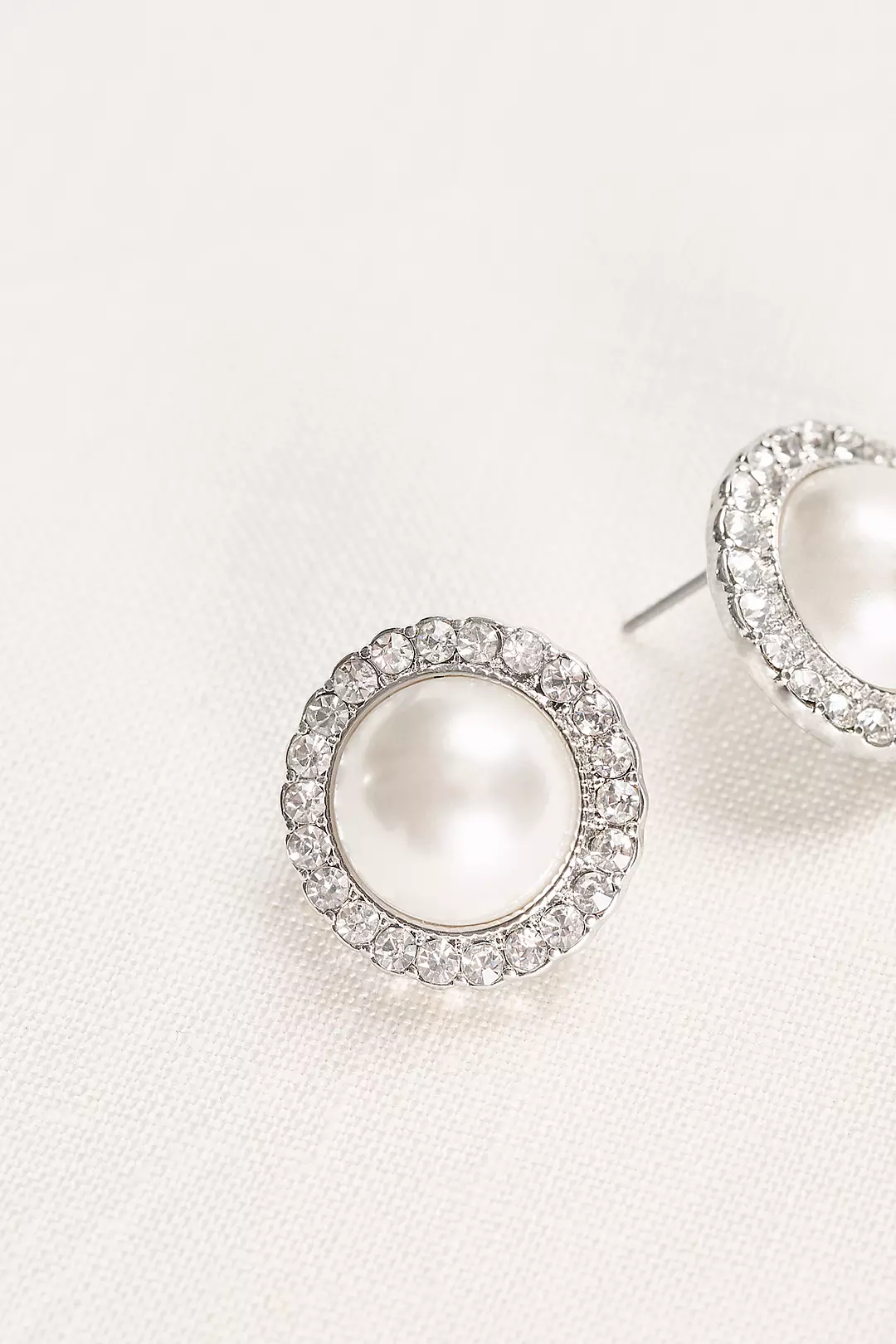 Pearl and Pave Button Earrings Image 2