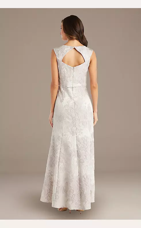 Brocade Square-Neck Sheath Gown with Cap Sleeves Image 2