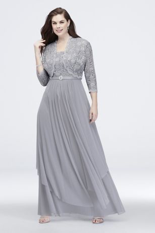 white and silver plus size dress