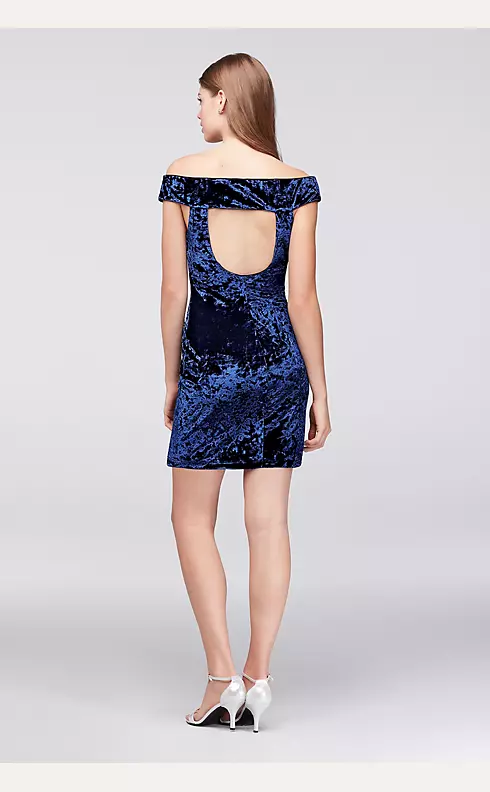 Off-the-Shoulder Crushed Velvet Mini Dress Image 2