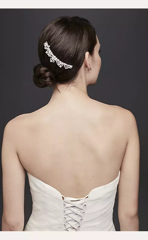 Bridal Comb with Scroll Detail, Pearls and Crystal Image 1