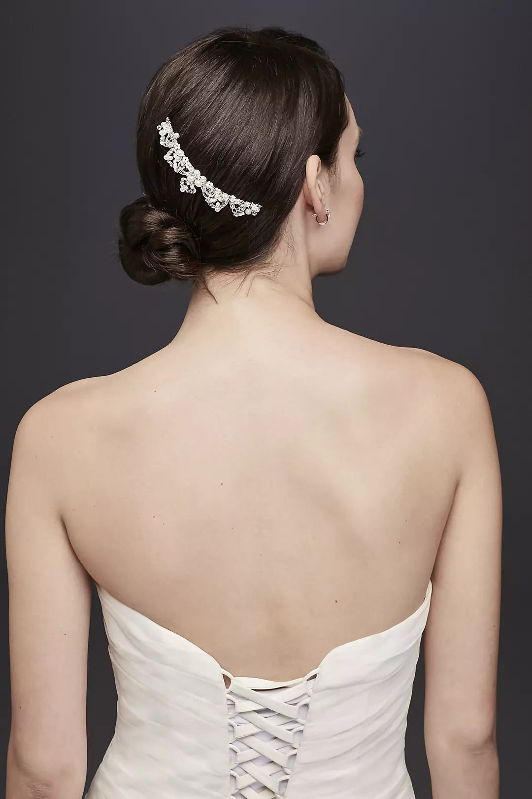 Bridal Comb with Scroll Detail, Pearls and Crystal Image