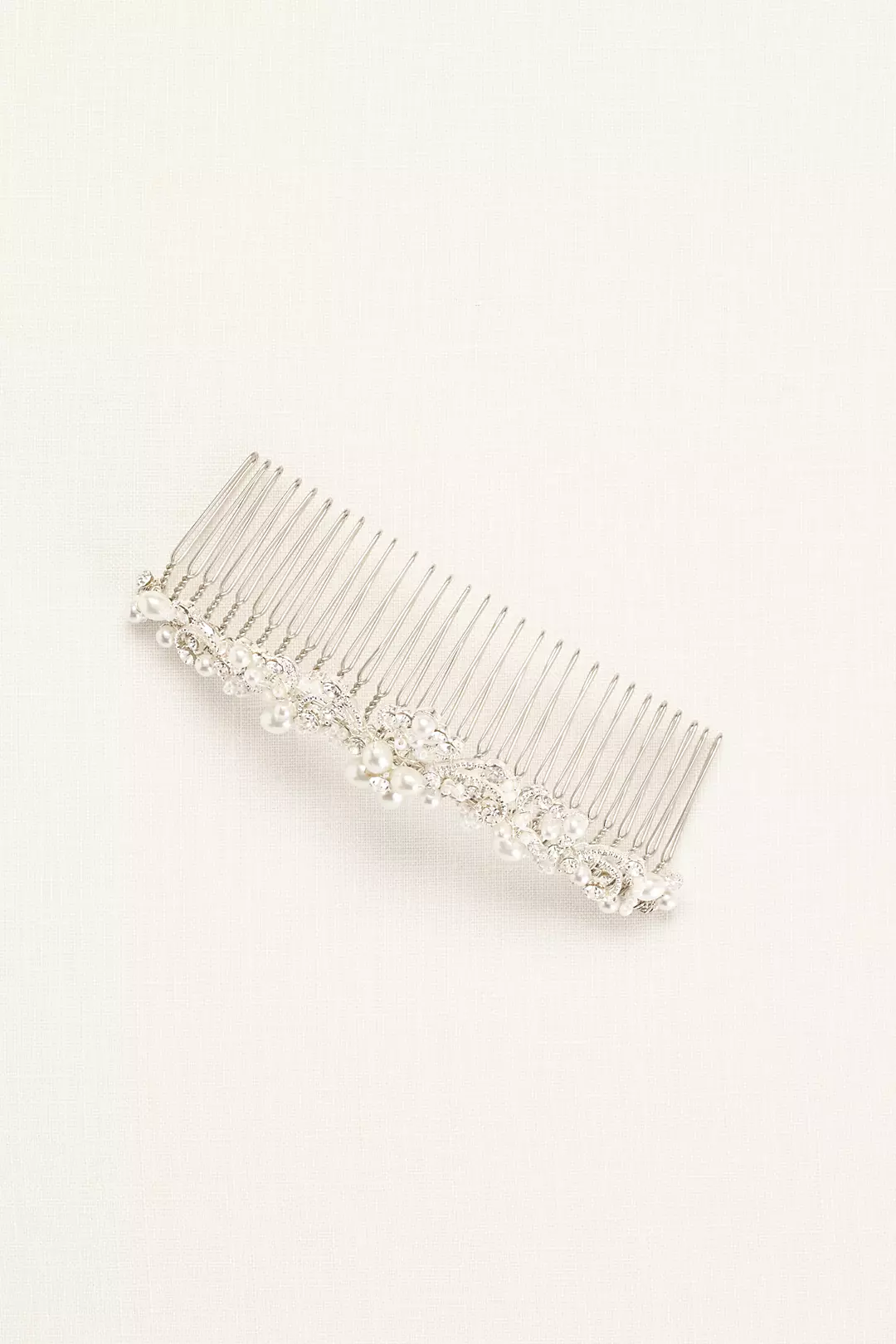 Bridal Comb with Scroll Detail, Pearls and Crystal Image 2