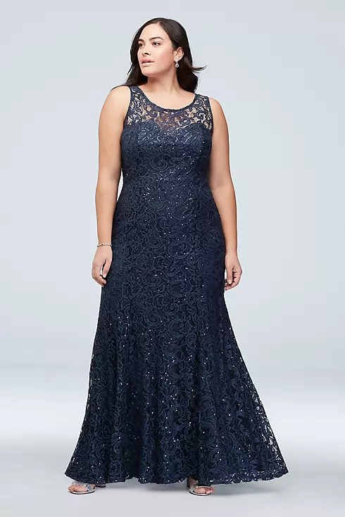 Sequin Lace Tank Dress with Flutter Sleeve Capelet Image 3