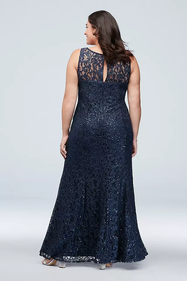 Sequin Lace Tank Dress with Flutter Sleeve Capelet Image 4