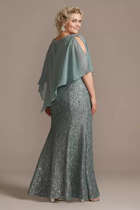 Embellished Cold-Shoulder Capelet Lace Dress Set Image 2