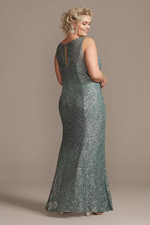 Embellished Cold-Shoulder Capelet Lace Dress Set Image 4