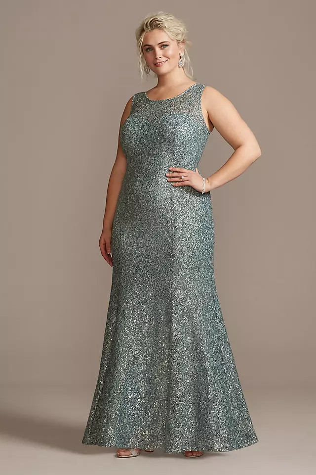 Embellished Cold-Shoulder Capelet Lace Dress Set Image 3