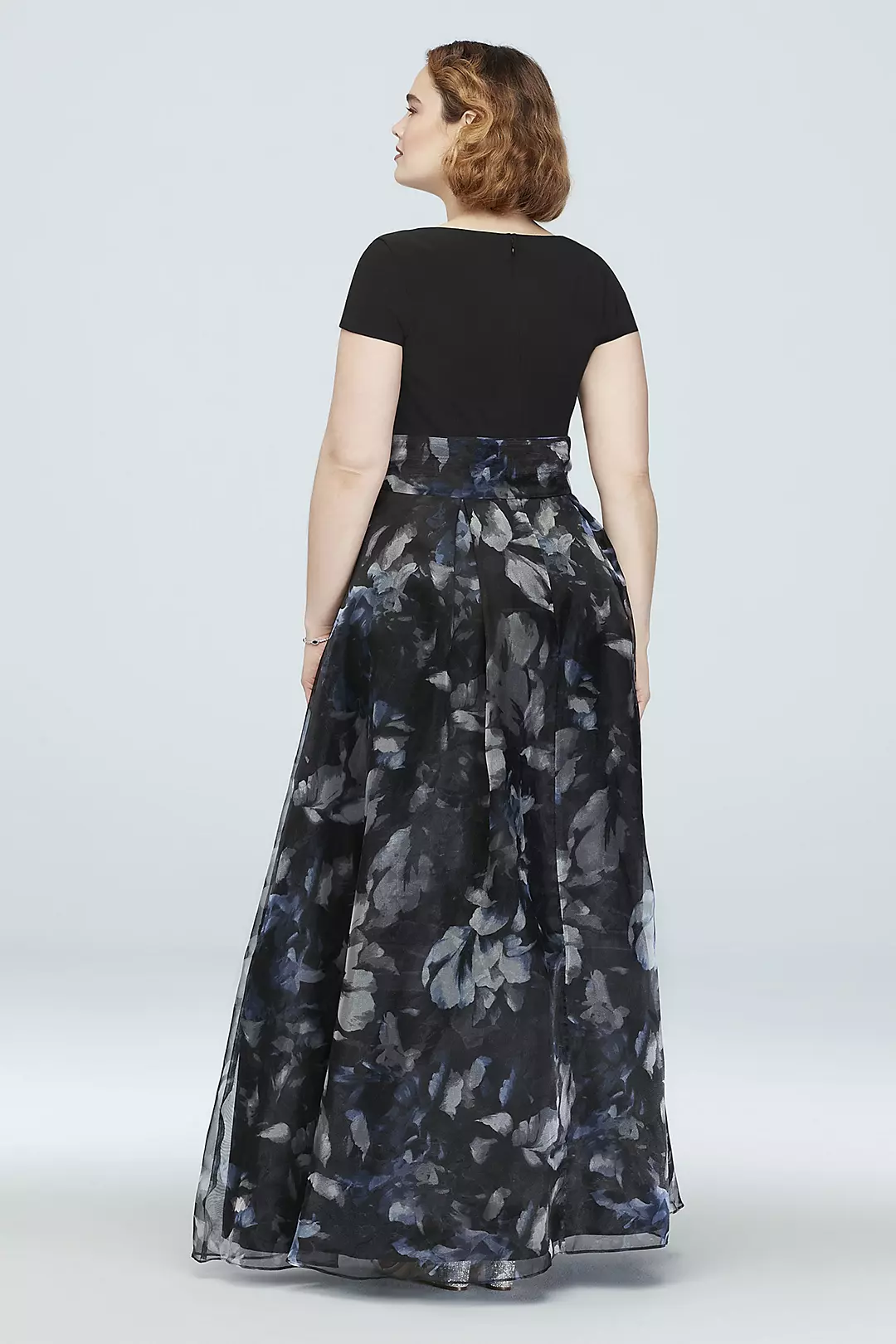 Printed Organza Ball Gown with Jersey Bodice Image 2
