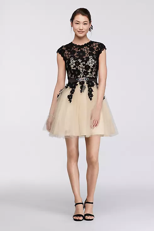 High Neck Venise Lace Homecoming Dress Image 1