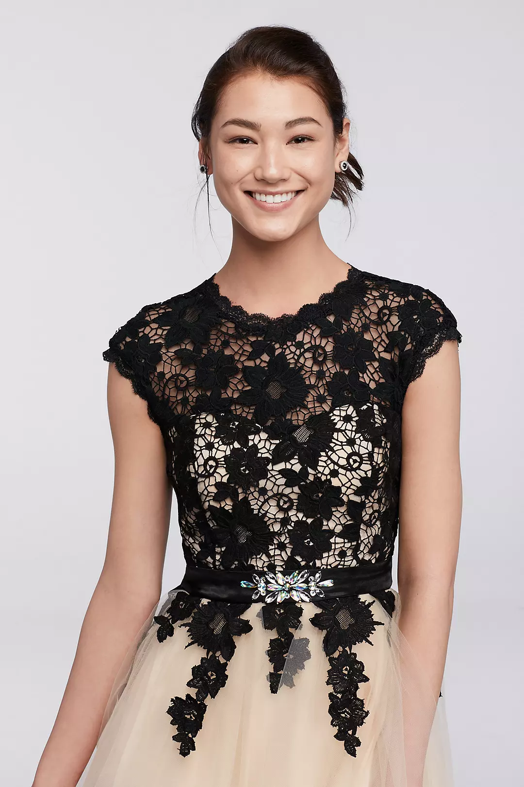 High Neck Venise Lace Homecoming Dress Image 3