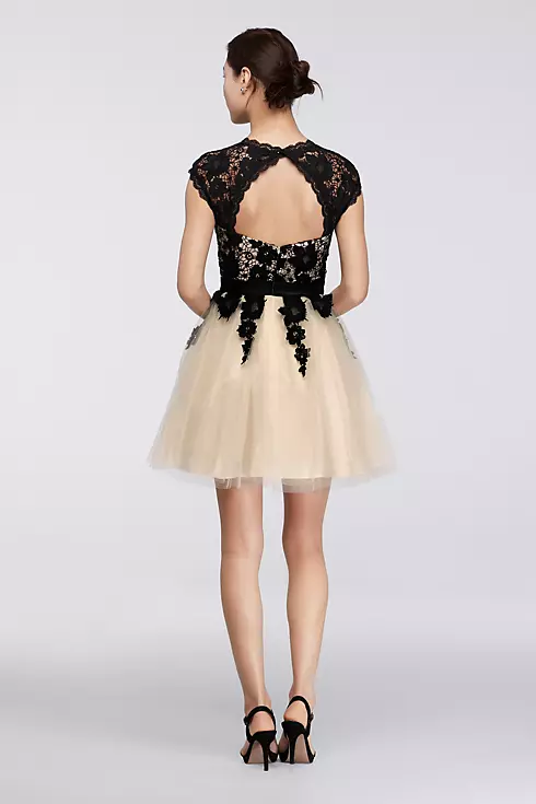 High Neck Venise Lace Homecoming Dress Image 2