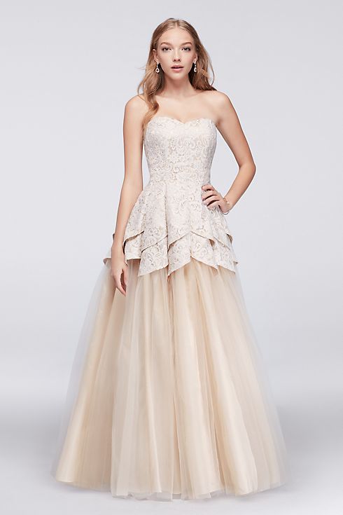 Lace and Tulle Ball Gown with Tulip Bodice Image
