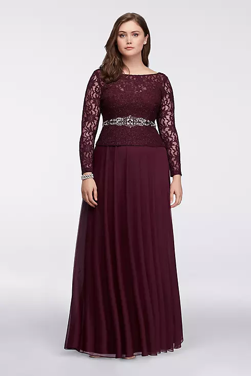 Long-Sleeve Lace Bodice Gown Image 1