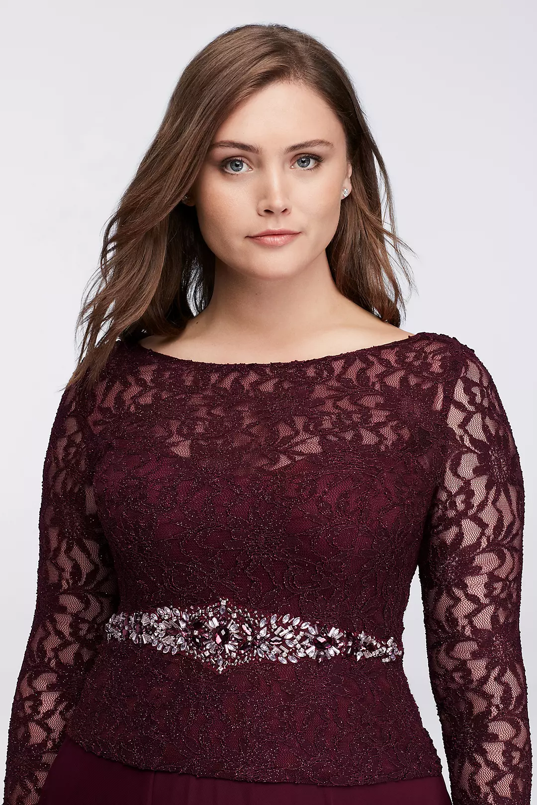 Long-Sleeve Lace Bodice Gown Image 3