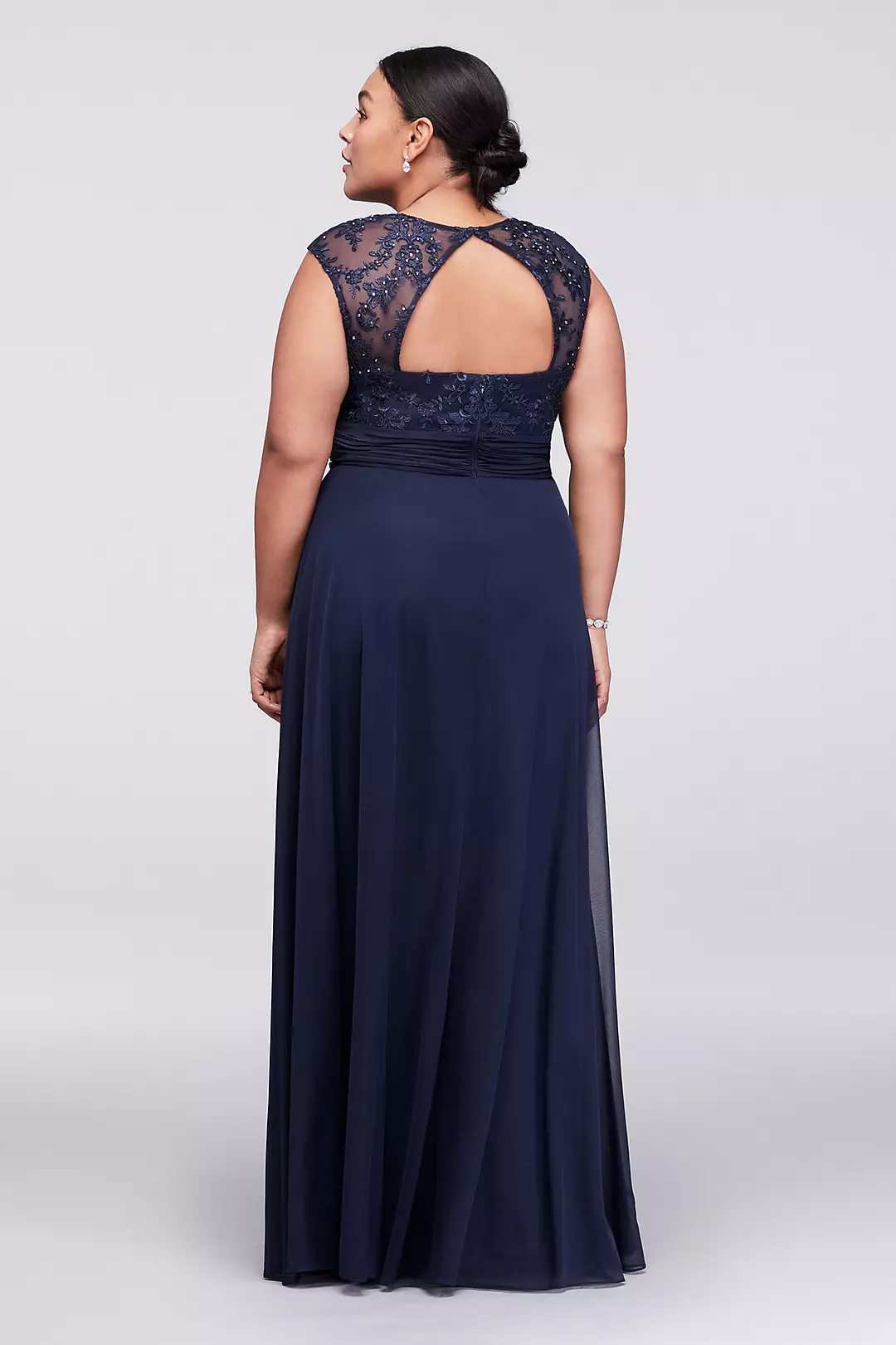 Cap Sleeve A-Line Gown with Crystal Lace Image 2