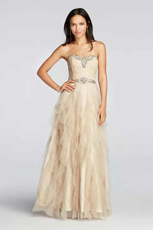 Crystal Beaded Prom Dress with Ruffled Skirt Image 1