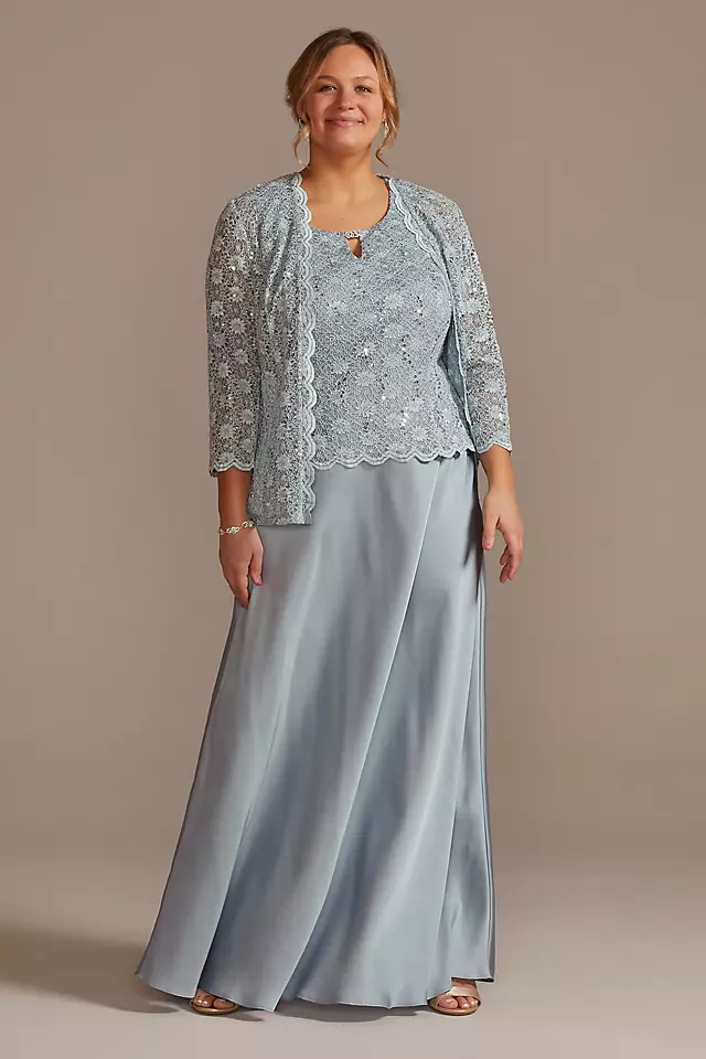 Flowy A-Line Dress with Lace Bodice and Jacket Image