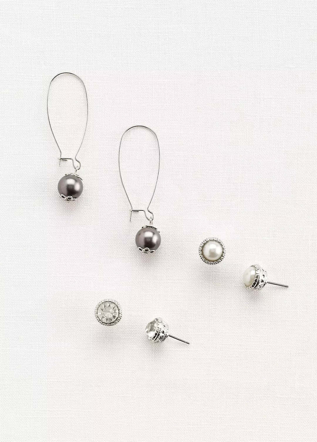 Trio Pearl and Crystal Earring Set Image 2