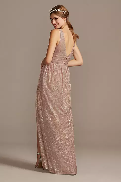 Metallic A-Line Gown with Beaded Waist Bands Image 2
