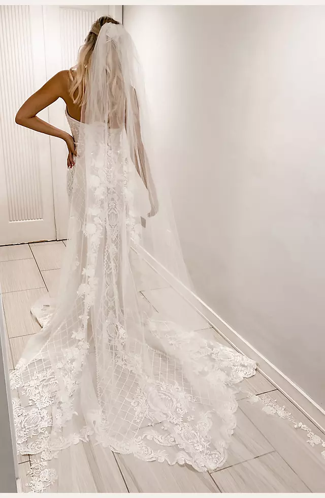 As Is Scroll and Lace Mermaid Petite Wedding Dress Image 8