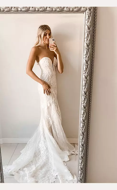 As Is Scroll and Lace Mermaid Petite Wedding Dress Image 11