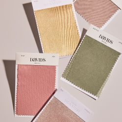closeup of fabric swatches on table