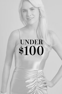 woman in dress with under $100 overlay