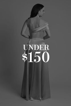 woman in dress with under $150 overlay