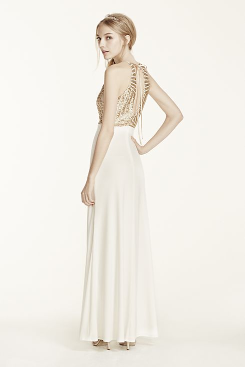 Sequin High Neck Halter Prom Dress with Side Slit Image 2