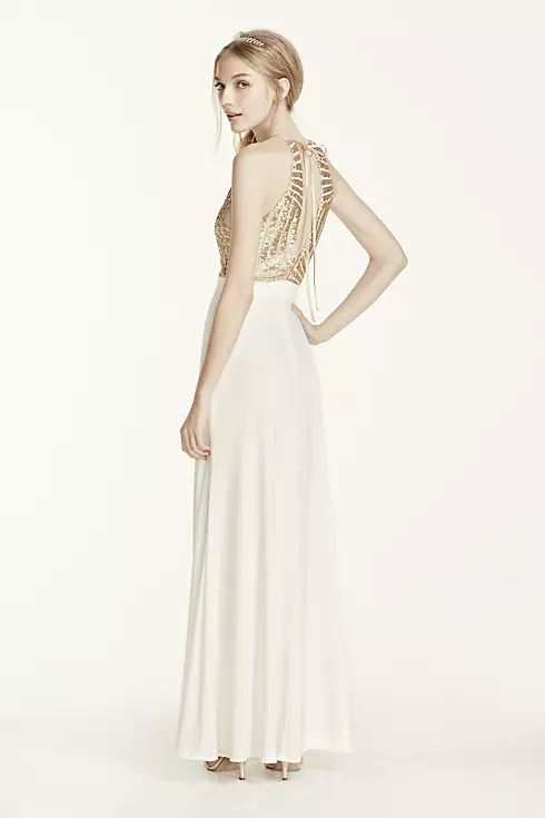 Sequin High Neck Halter Prom Dress with Side Slit Image 2