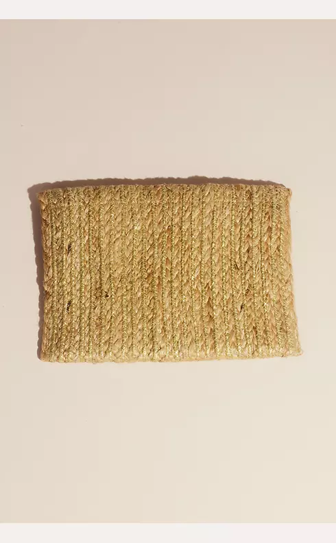 Woven Jute Envelope Clutch with Tassels Image 2