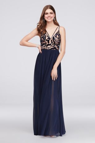 Velvet and Sequin Bodice A-Line Gown | David's Bridal