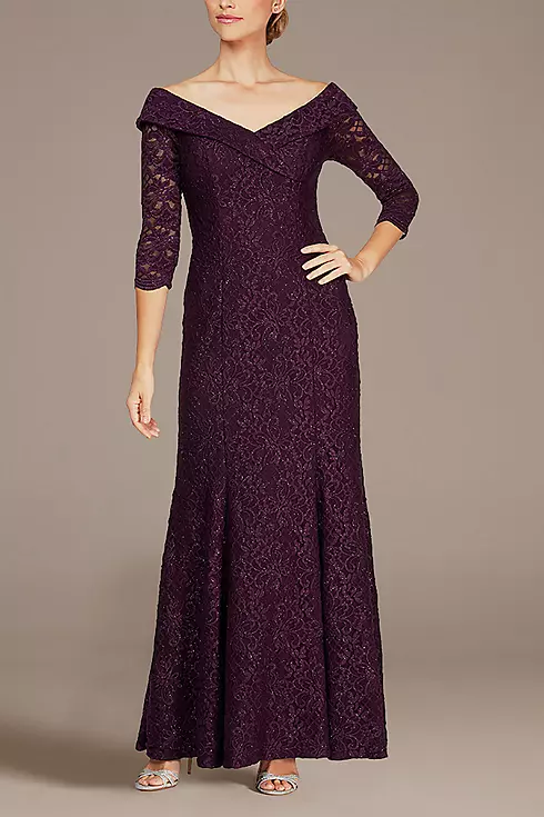 Off the Shoulder Cuff Lace 3/4 Sleeve Dress Image 1