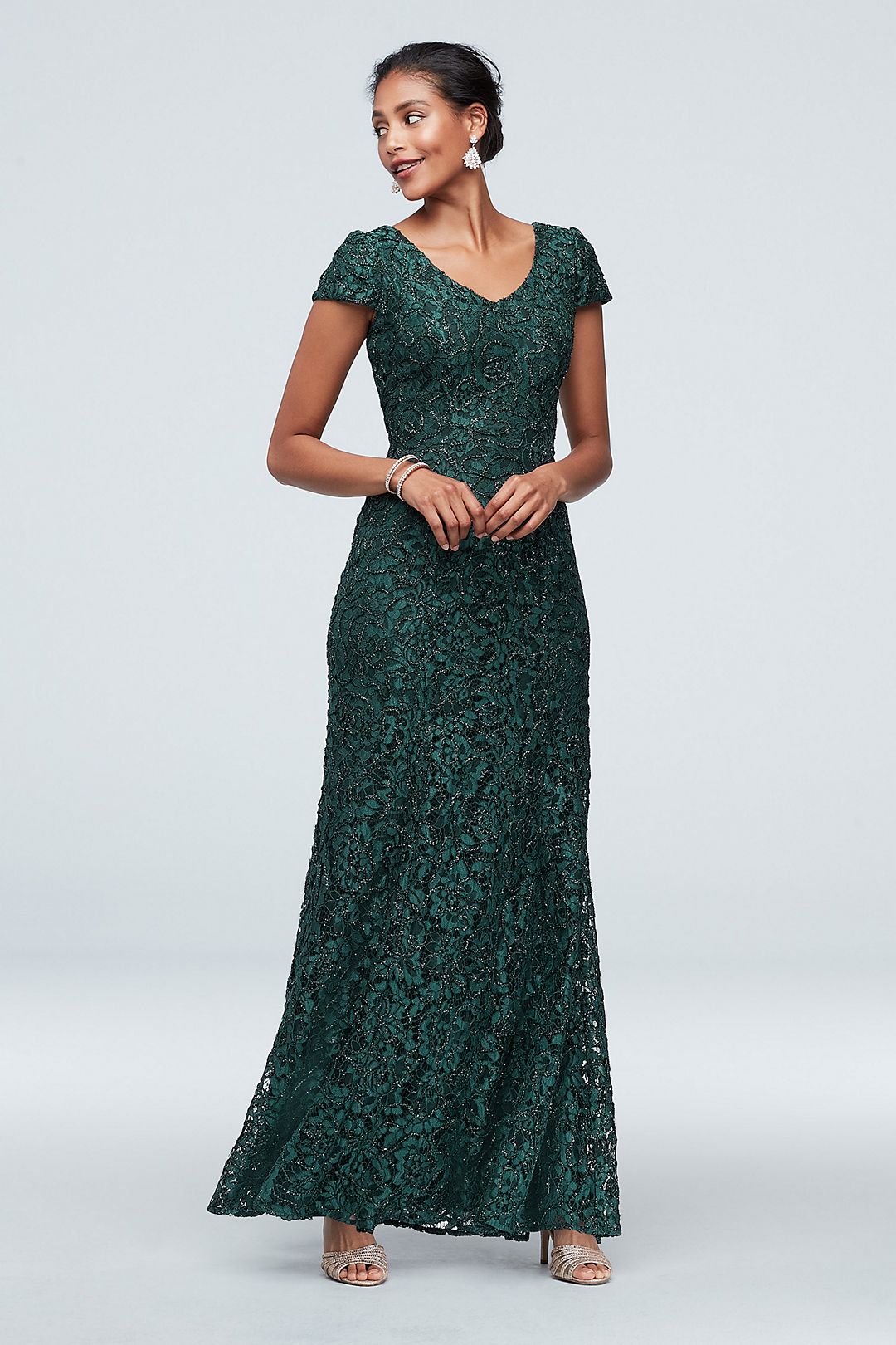Sequin Brocade Embellished 3/4 Sleeve Dress