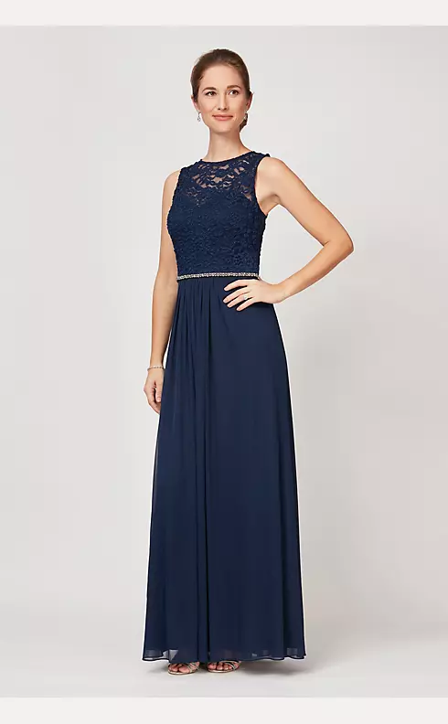 Illusion Lace A-Line Dress with Sparkle Waist Image 1