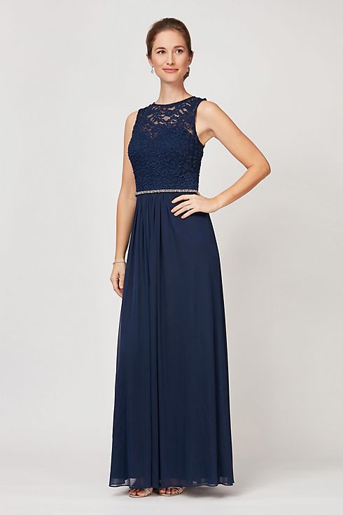 Illusion Lace A-Line Dress with Sparkle Waist Image