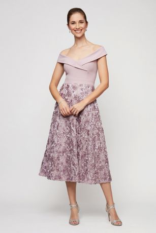 alex evenings rosette skirt dress