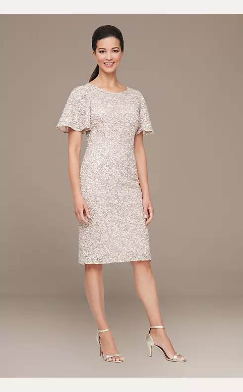 Short Corded Lace Dress with Flutter Sleeves Image 1