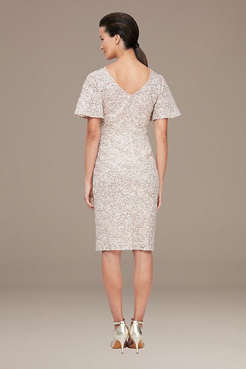 Short Corded Lace Dress with Flutter Sleeves Image 2