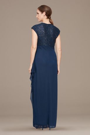 Corded Lace Empire Waist Dress with Cap Sleeves | David's Bridal