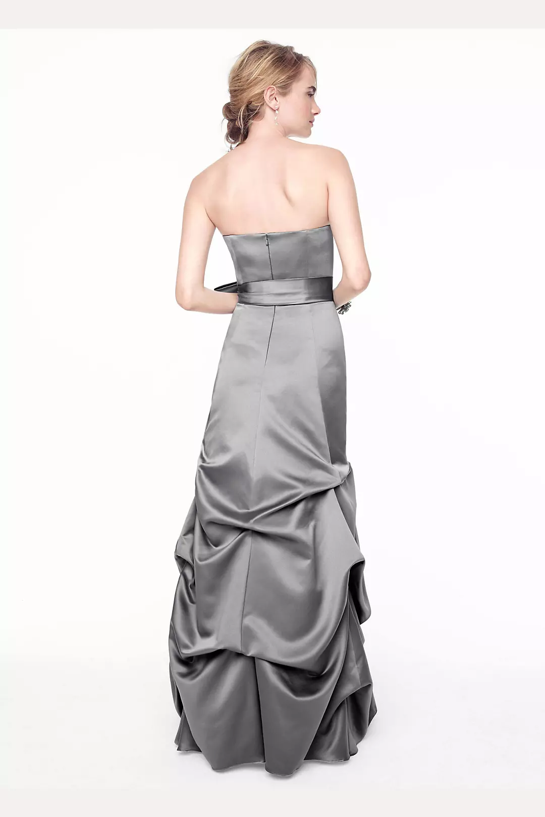 Strapless Satin Ballgown with Pick-up and Sash Image 2