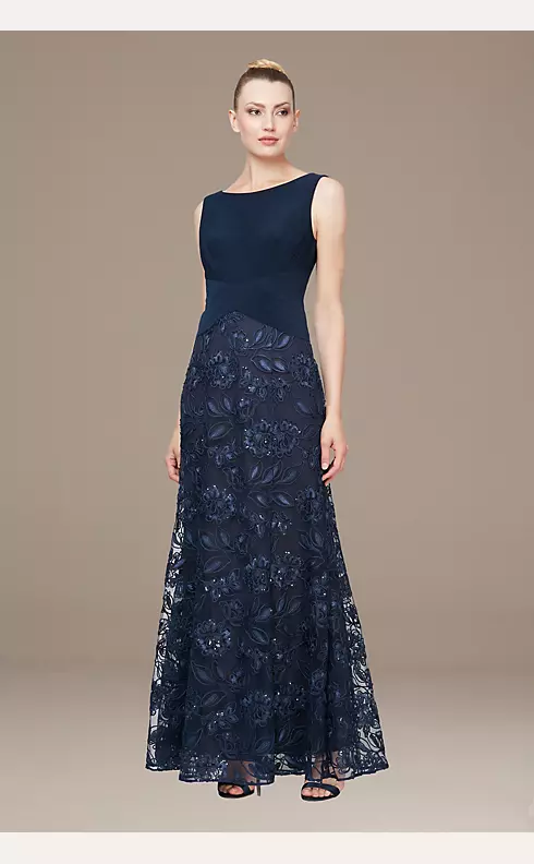 Sleeveless Gown with Embroidered Lace Skirt Image 1