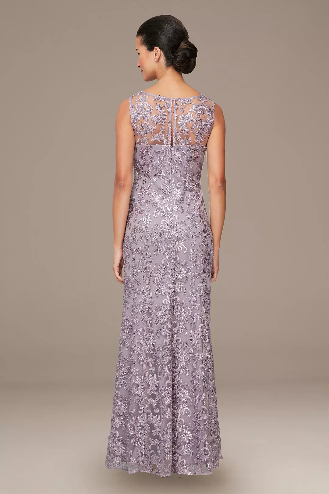 Embroidered Mesh Illusion Gown with Matching Shawl Image 2
