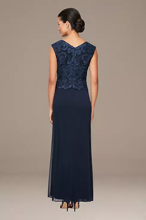 Embroidered Mock Two-Piece Gown with Shawl Image 2
